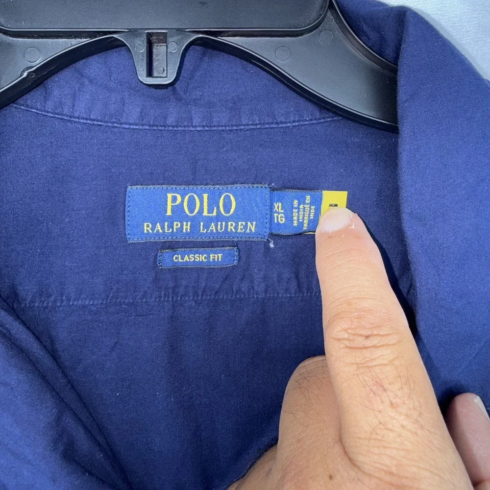 Polo Ralph Lauren Camp Shirt Mens XL Navy Short Sleeve Button Up Classic Fit